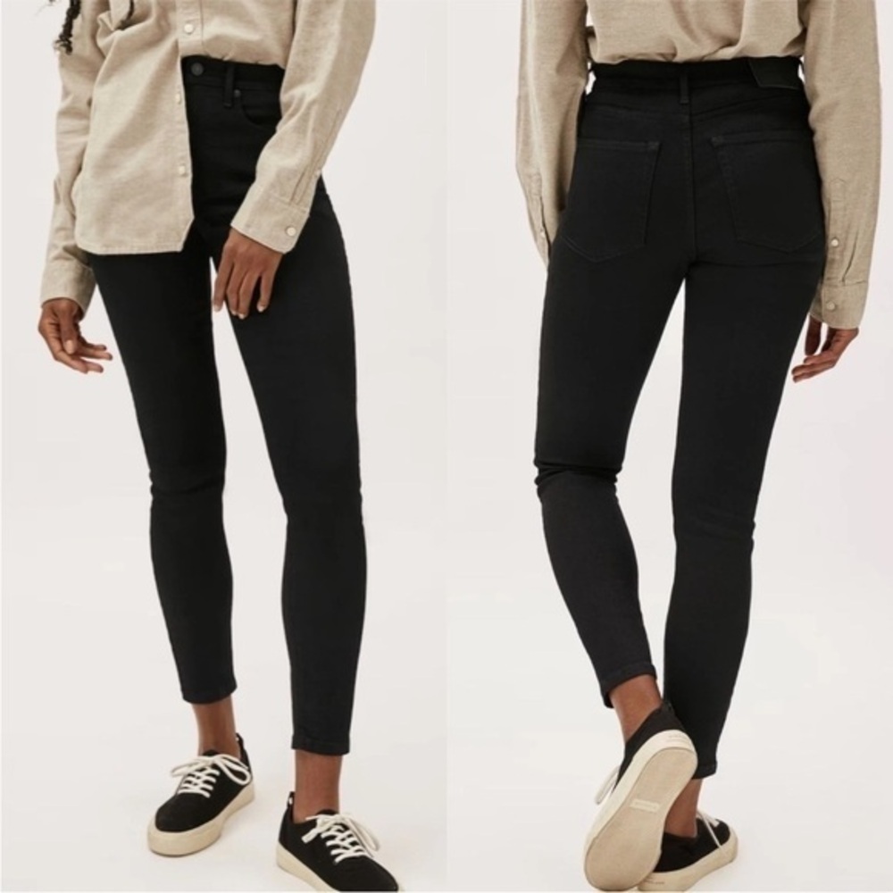 EVERLANE The Curvy Authentic Stretch High-Rise Skinny Jean sz 31 CROP Black